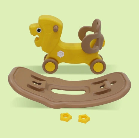 Playgro Leo Rock-N-Ride 28.75 × 14.5 × 17.5 Inch – Yellow & Brown