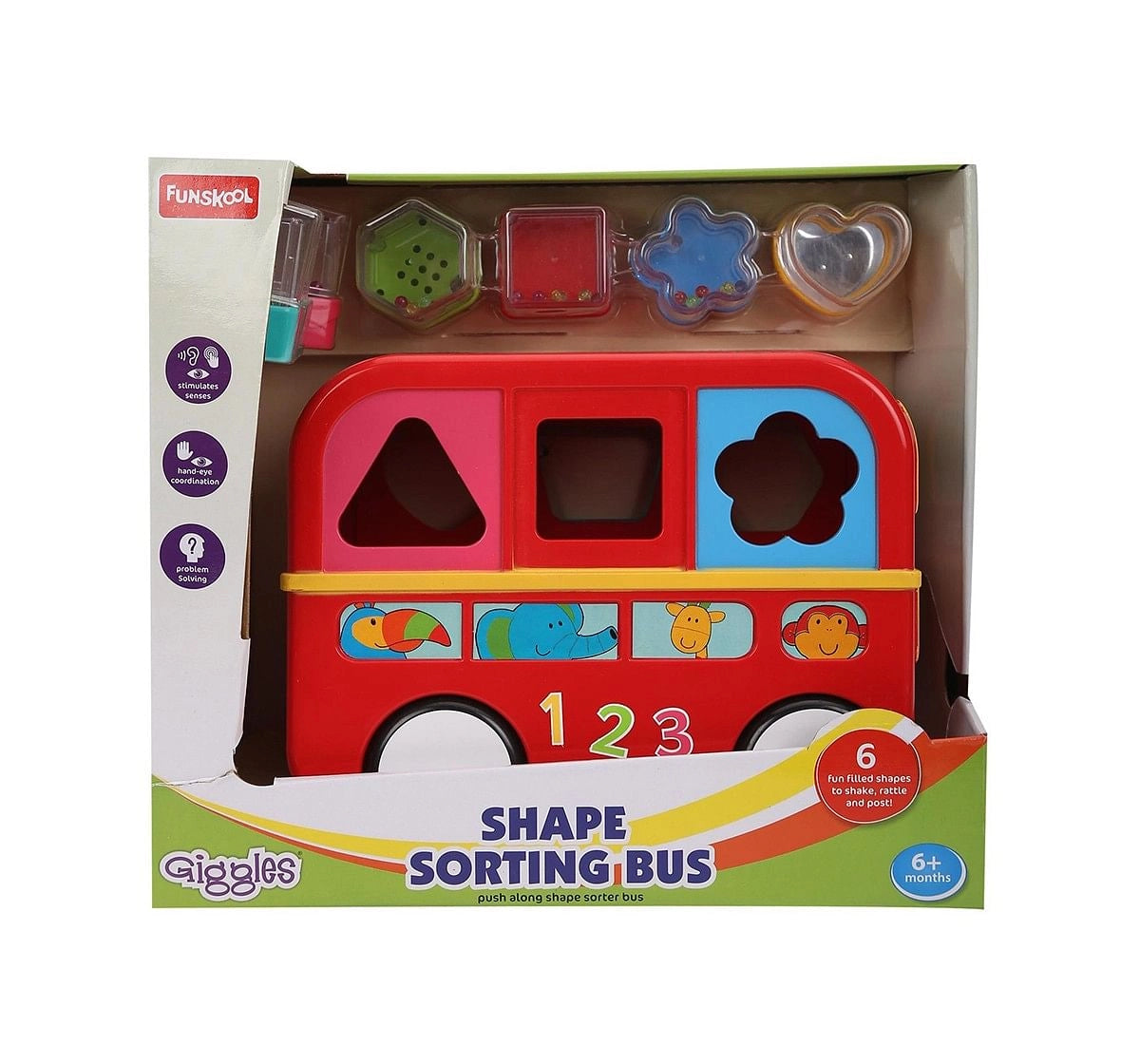 Giggles Shape Sorter Toy Bus 6M+ – Multicolor