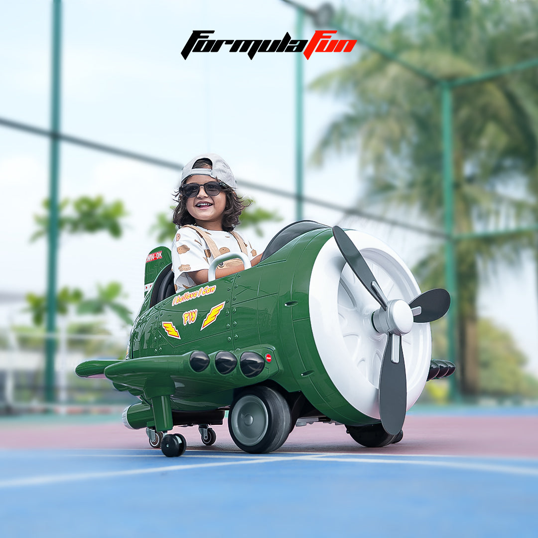 Formula Fun by EMotorad TurboWing Electric Ride-On Car 3–6Y – Green