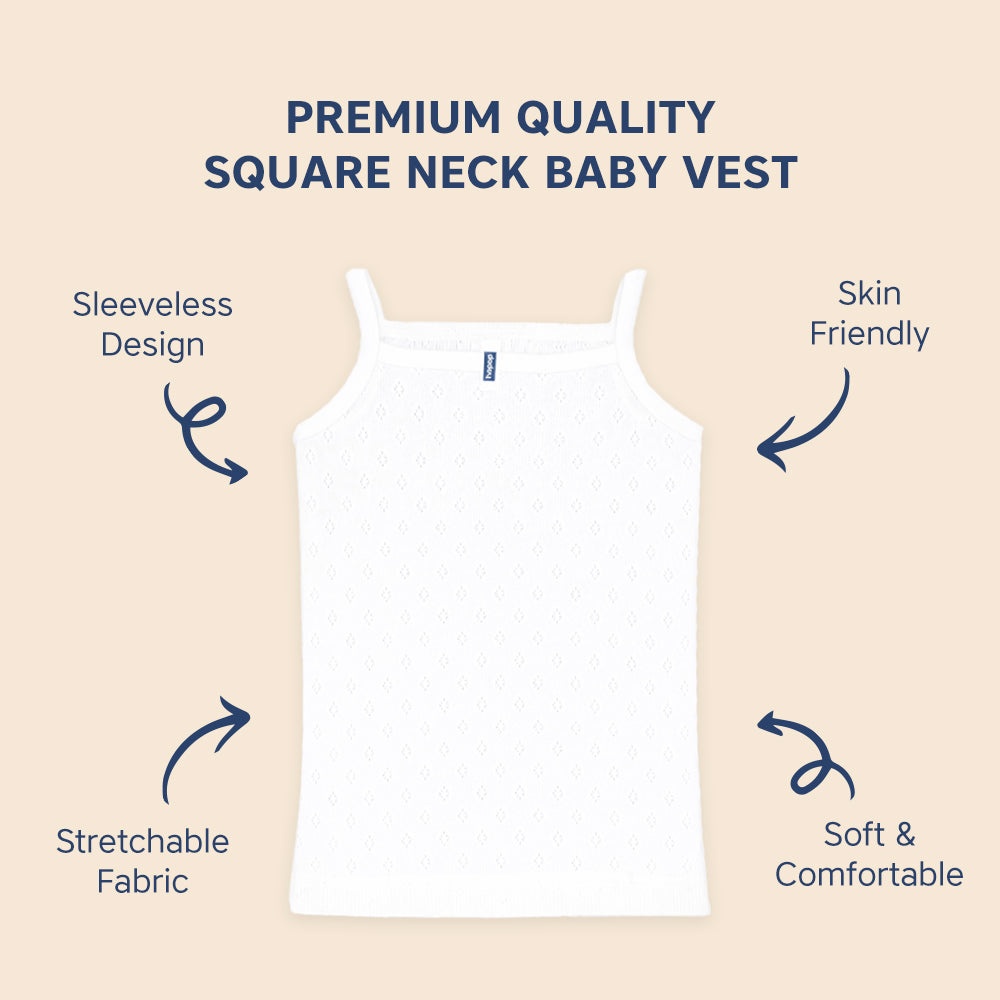 Hopop Baby Girls Sleeveless Cotton Camisole Vest 40–85 cm – White