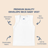 Hopop Baby Envelope Neck Sleeveless Cotton Vest 1 Piece Preemie–2Y – White