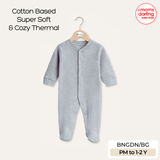 Babiano Cotton-Blend Thermal Babygrow Romper - Grey