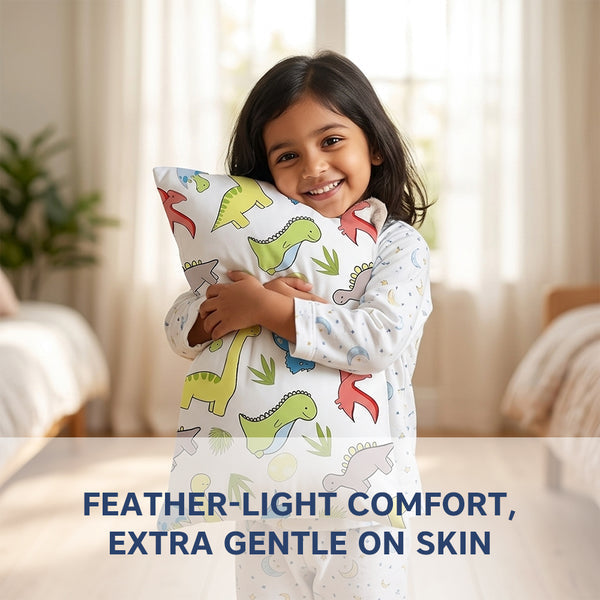 Hopop Soft & Breathable Premium Cotton Toddler Pillow with Pillowcase One Size – Assorted Print