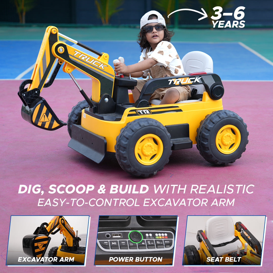 Formula Fun by EMotorad Mini Excavator Ride-On 3Y+ – Yellow