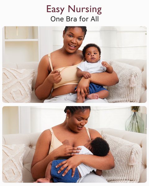 Momcozy YN08 Original Hands-Free Pumping & Nursing Bra Small – Beige