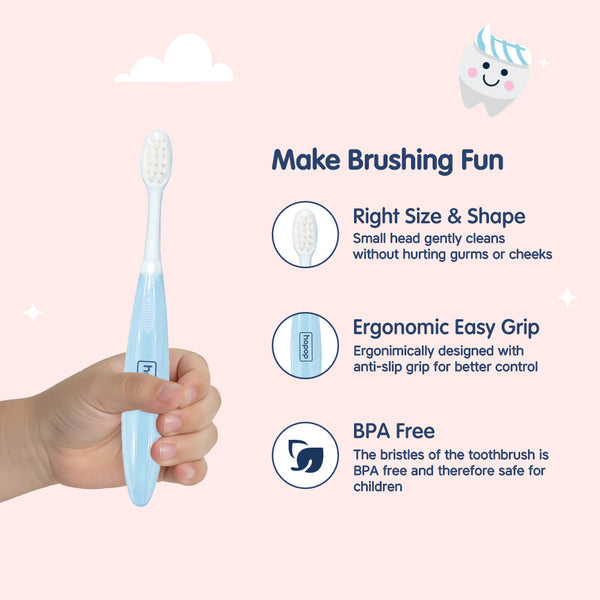 Hopop Extra Soft Baby Toothbrush 6–36 Months Blue