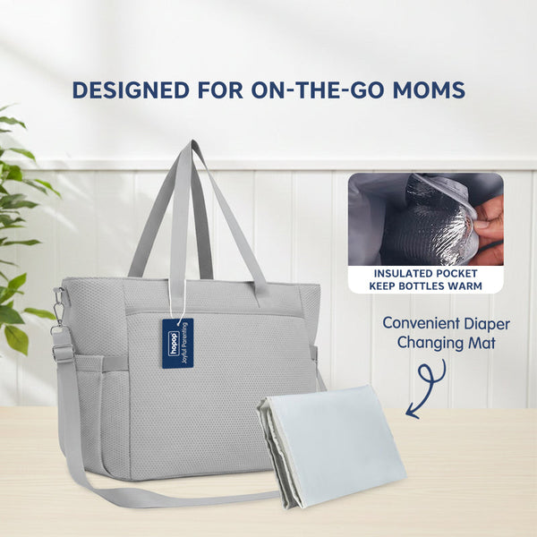 Hopop Tote Diaper Bag with Changing Mat One Size – Fern