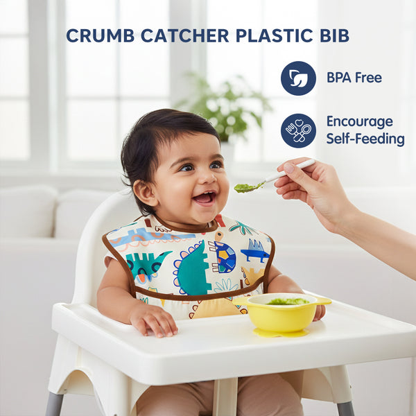 HopopEasy-Clean Waterproof Baby Bib with Food Catcher Pocket Asorted