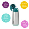 B Box Insulated Straw Sipper Drink Water Bottle 500Ml - Emerald Forest Green