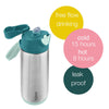 B Box Insulated Sport Spout Drink Water Bottle 500Ml - Emerald Forest Green