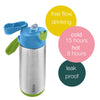 B Box Insulated Sport Spout Drink Water Bottle 500Ml - Ocean Breeze Blue Green