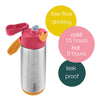 B Box Insulated Sport Spout Drink Water Bottle 500Ml - Strawberry Shake Pink Orange