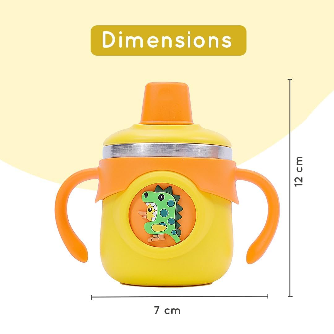 Flengo Stainless Steel Baby Sipper Bottle 260 ml Yellow Sea Horse