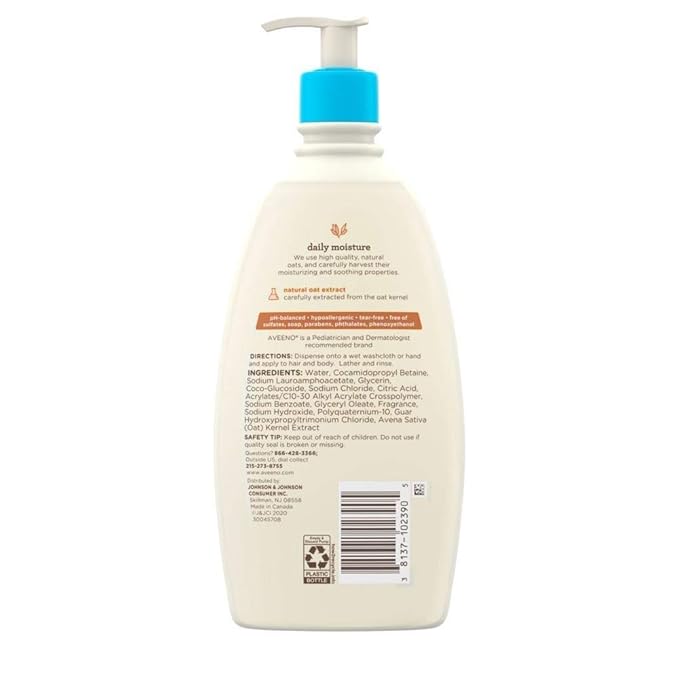 Aveeno Baby Daily Moisture Wash & Shampoo – 532 ml Pump