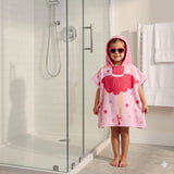 Quad Seven Twirling Ballerina Hooded Towel Poncho for Girls (2–4 Years) – Soft & Absorbent Beach & Bath Robe with Sunglasses