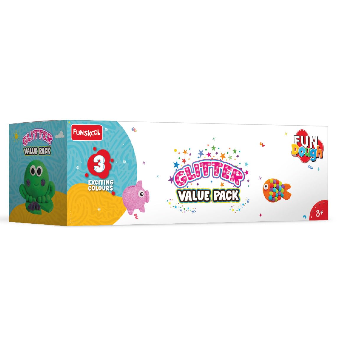 Dough Set Funskool Fundough Glitter Pack 3 Tubs – Multicolour