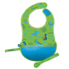 B Box Travel Bib & Flexible Soft Bite Spoon Set - Dino Time Blue Green