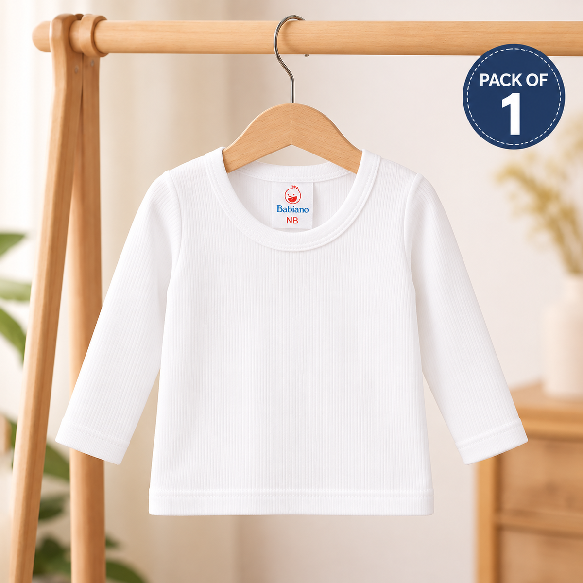 Babiano Baby Cotton Round Neck Full Sleeves Vest Top Pack of 1 White