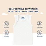 Hopop Baby Envelope Neck Sleeveless Solid Patterned Cotton Vest Preemie–12M – White