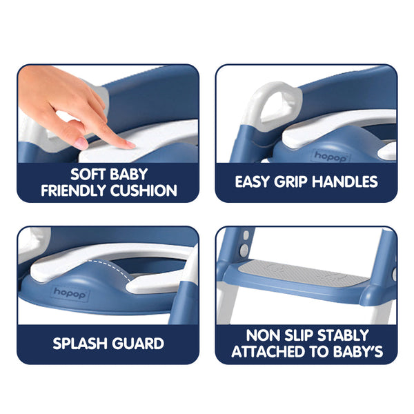 Hopop Toddler Potty Training Seat with Step Ladder - Blue