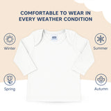 Hopop Envelope-Neck Full-Sleeve Cotton Baby Vest - Preemie to 6–12 Months - White