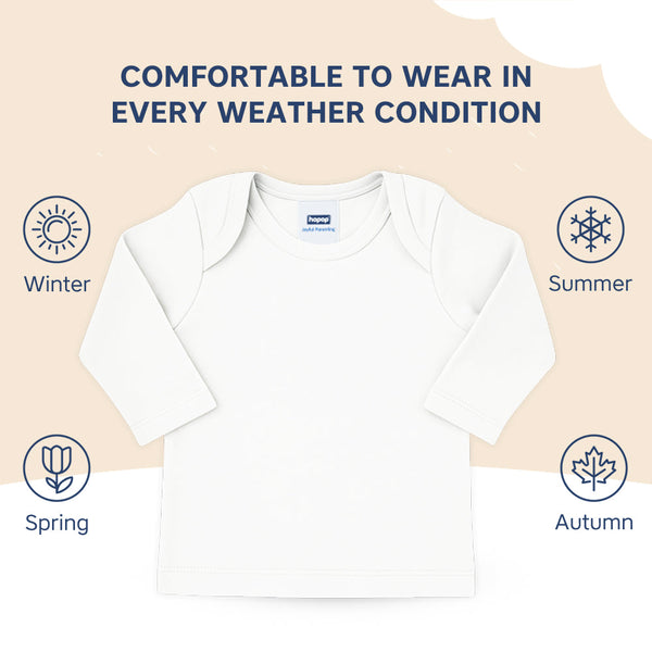 Hopop Envelope Neck Full Sleeve Cotton Vest - White