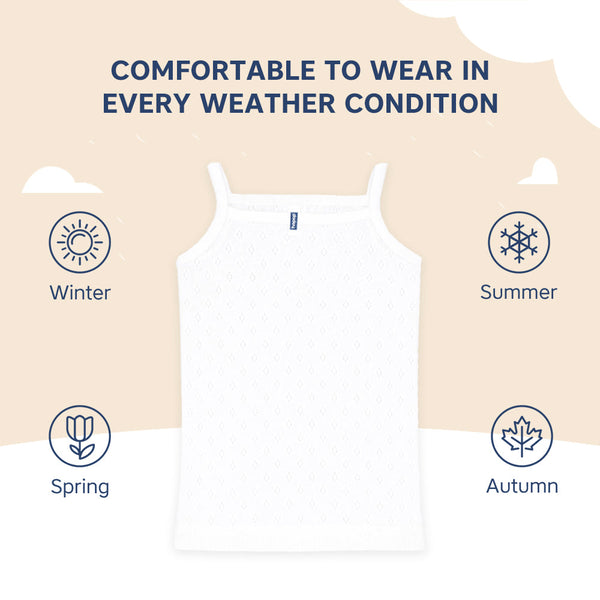 Hopop Girls Sleeveless Cotton Camisole Vest - White