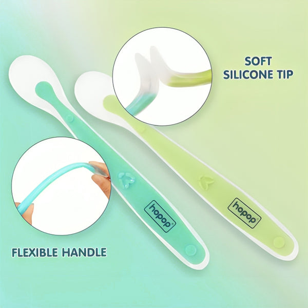 Hopop Spoon Silicon Pack Of 2 - Assorted Colour