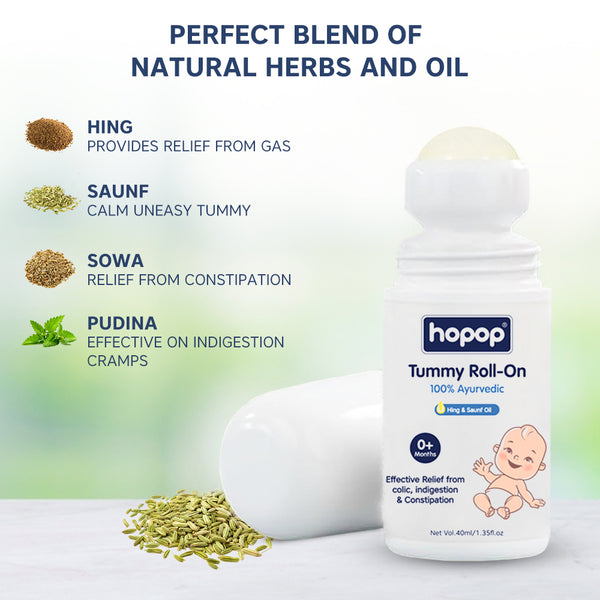 HopopTummy Roll On for Baby Colic Relief, Constipation & Indigestion - 40ml