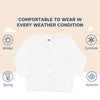 Hopop Front Open Full Sleeves Cotton Vest - White