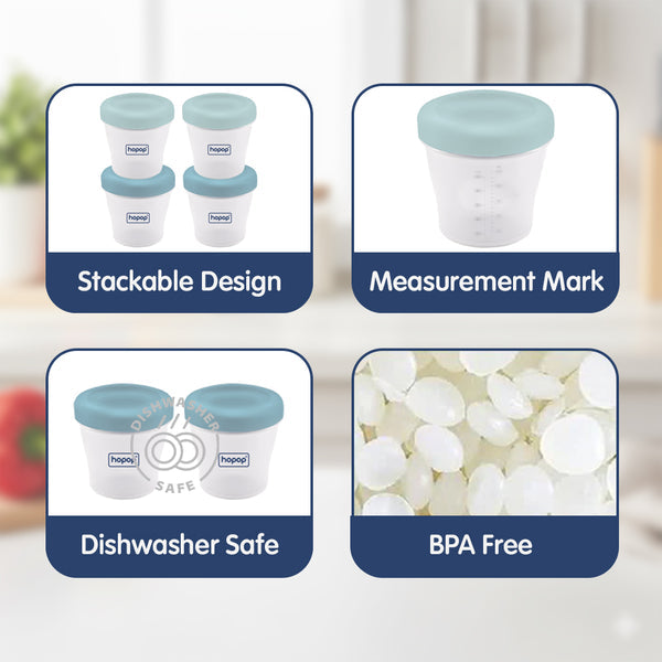 Hopop Baby Multi-Functional Food Storage Containers – Set of 4