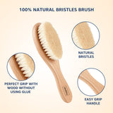 Hopop Natural Bristle Baby Wooden Brush & Comb Set 0M+