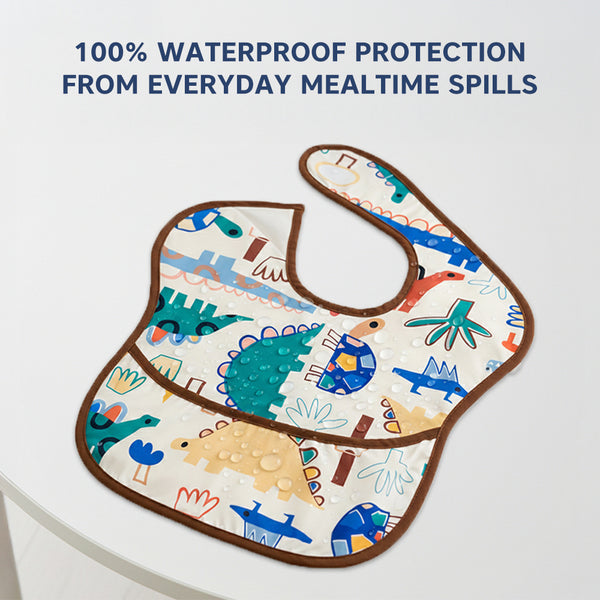 HopopEasy-Clean Waterproof Baby Bib with Food Catcher Pocket Asorted