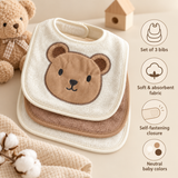 Hudson Baby Big Softies Newborn Bibs Pack of 3 Bear Fawn