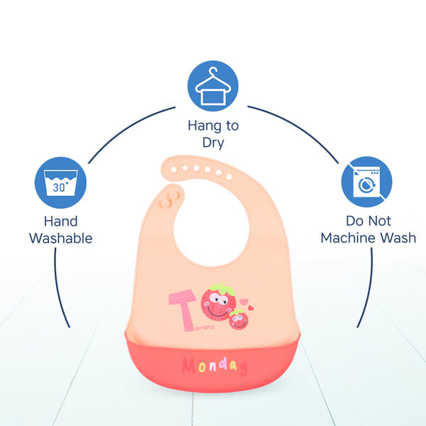 Hopop Waterproof Silicone Baby Bib with Crumb Catcher Pocket – Adjustable & Easy to Clean - Assorted Print