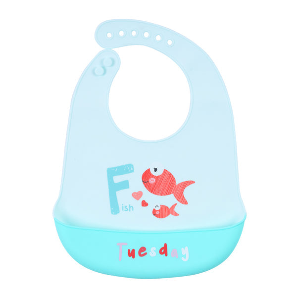 Hopop Waterproof Silicone Baby Bib with Crumb Catcher Pocket – Adjustable & Easy to Clean - Assorted Print