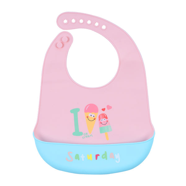 Hopop Waterproof Silicone Baby Bib with Crumb Catcher Pocket – Adjustable & Easy to Clean - Assorted Print