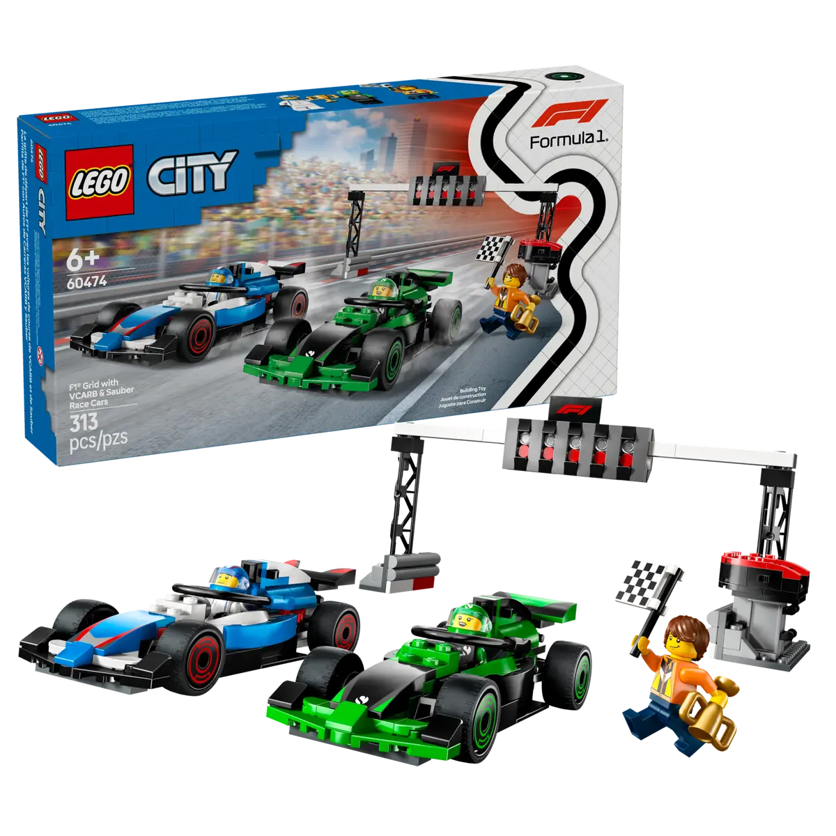 LEGO City F1 Grid with VCARB & Sauber Race Cars 313 Pieces Multicolour