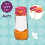 B Box Tritan Sport Spout Drink Bottle 450Ml - Strawberry Shake Pink Orange