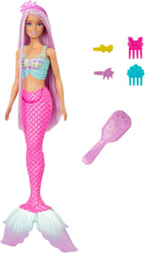 Barbie Mermaid Doll with 7-Inch Fantasy Hair & Styling Accessories – Pink