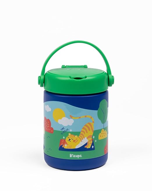 Kicups Joyful Jar Stainless Steel Insulated Food Jar 488 ml Green