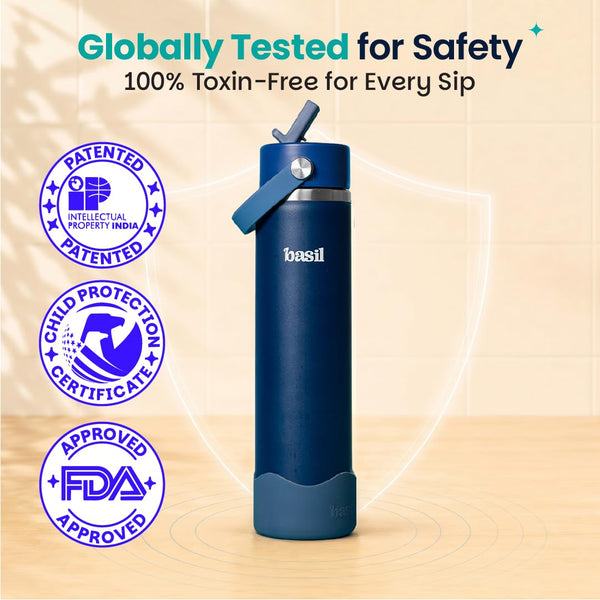 Basil HydraFizz Insulated Sipper Bottle 800ml – Classic Navy