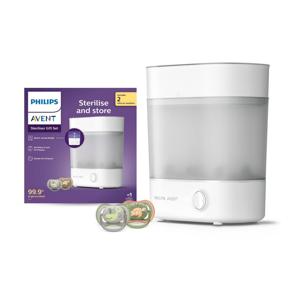 Philips Avent SCF291/20 Electric Steam Sterilizer with 2 Ultra Air Soothers