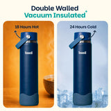 Basil HydraFizz Insulated Sipper Bottle 800ml – Classic Navy