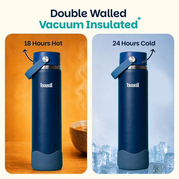 Basil HydraFizz Insulated Sipper Bottle 800ml – Classic Navy
