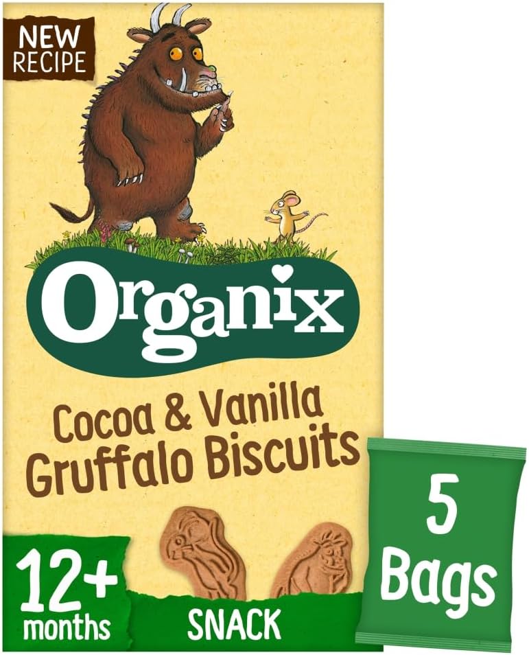 Organix Organic Gruffalo Cocoa & Vanilla Biscuits Toddler Snack – 12+ Months, 100g