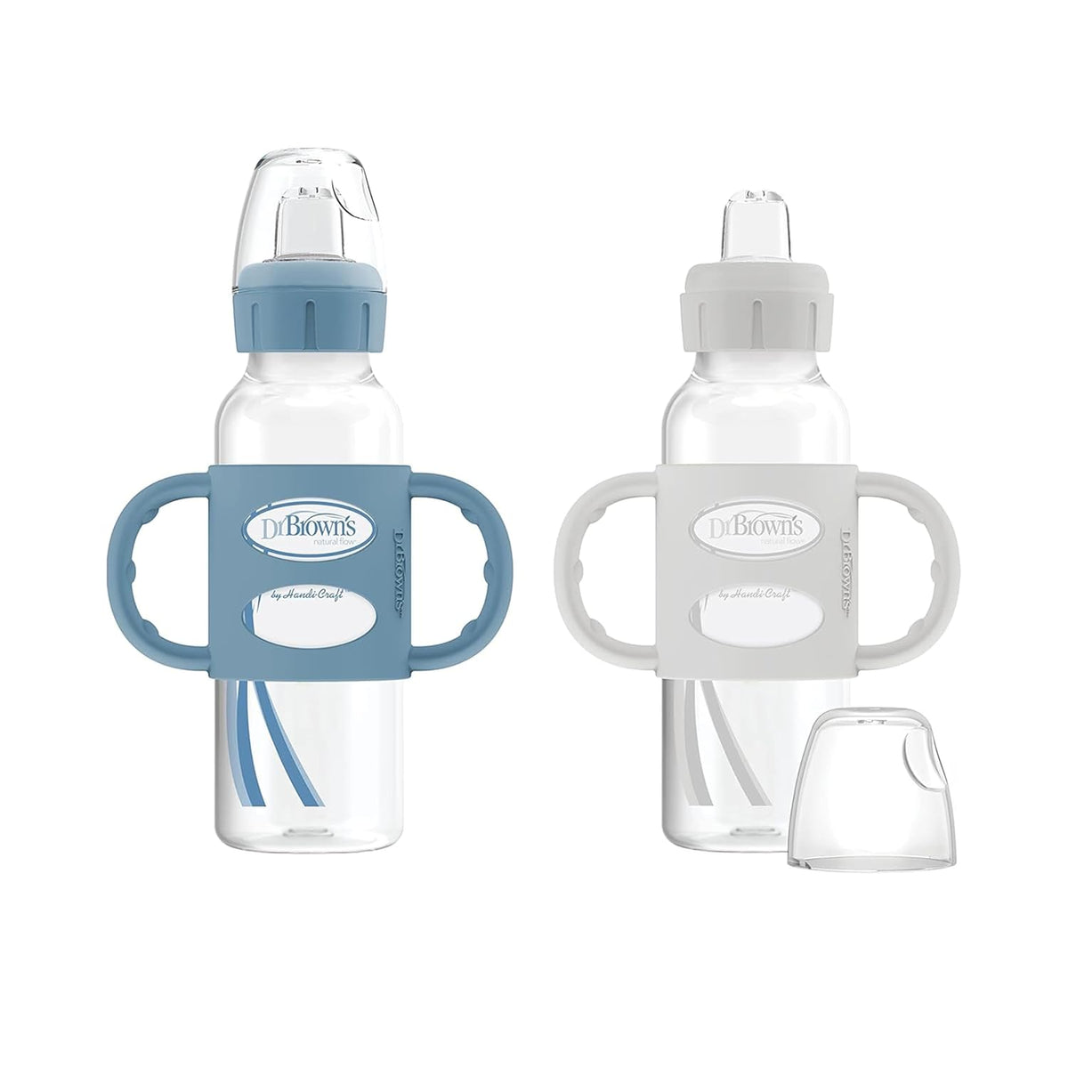 Dr. Brown’s Milestones Narrow Sippy Spout Bottle 250ml Lt Blue & Lt Gray 2-Pack