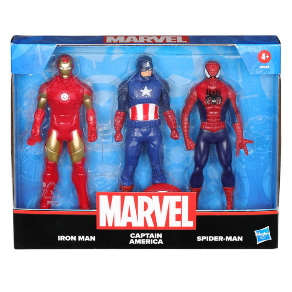 Marvel 6-Inch 3 Pack Set Including Iron Man, Captain America, and Spider-Man Action Super Hero Toys