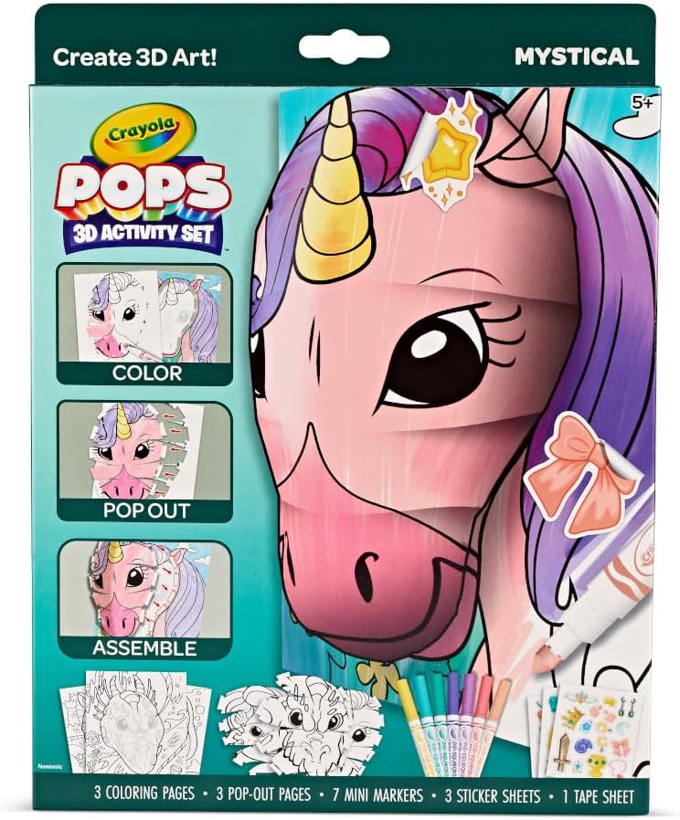 Crayola POPs 3D Kids Art Set, Mystical, Coloring Book Alternative