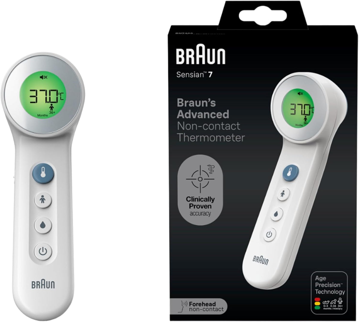 Braun Sensian 7 BNT400 Non-Contact Forehead Thermometer One Size White